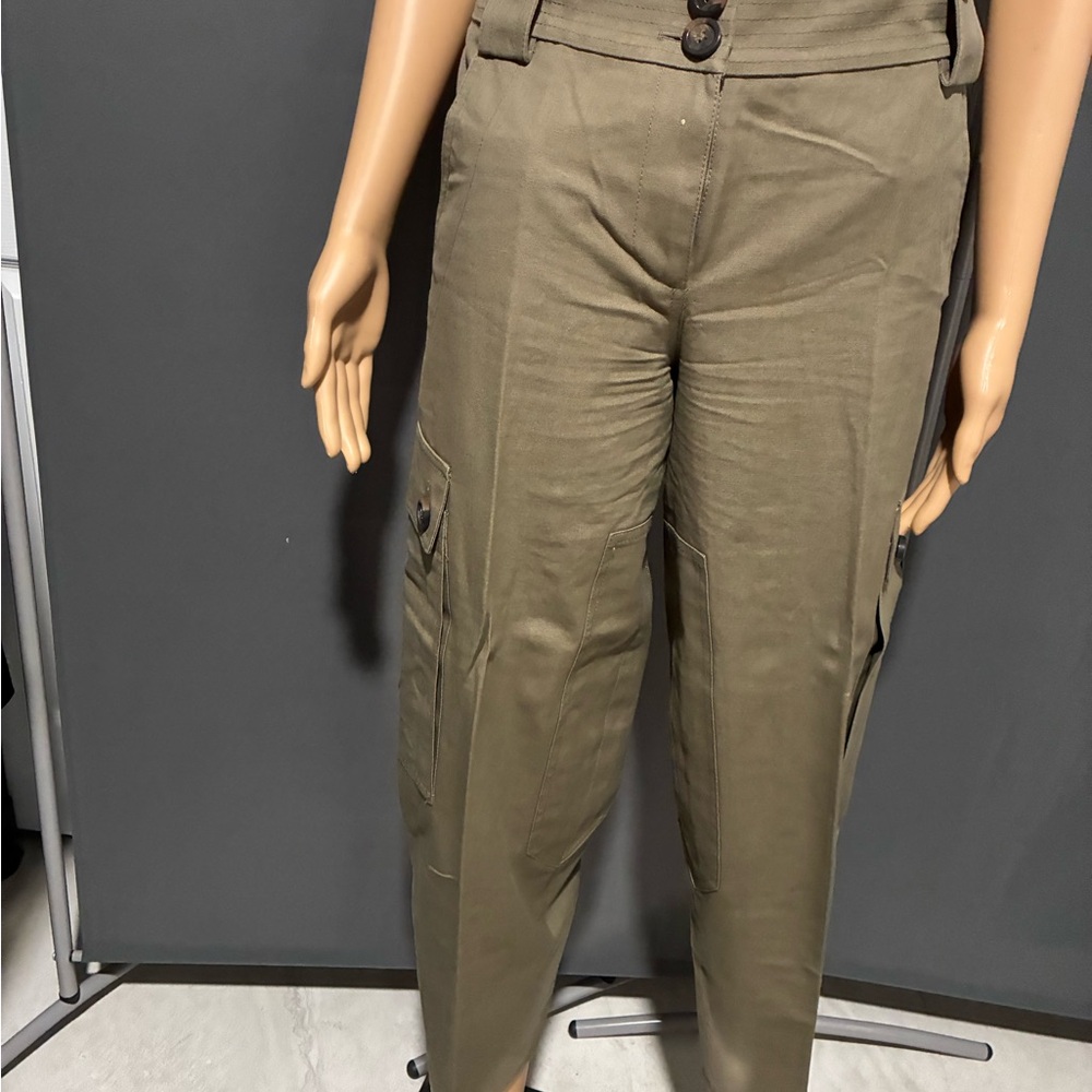 Tory Burch Green Cargo Pants Relaxed Fit